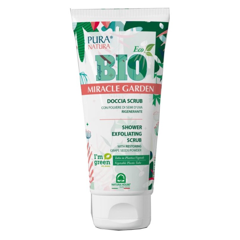 Miracle garden bio douche gommage corps à la poudre de pépins de raisin - régénérant - 200 ml