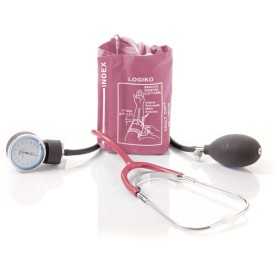 Tensiomètre anéroïde portatif avec 2 tubes rouge avec phonendo