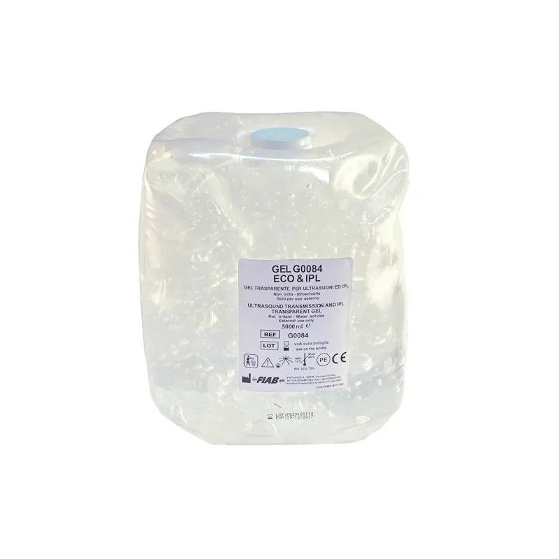 Gel transparente para ultrasonido y luz pulsada g0084 en bolsa de 5 litros.
