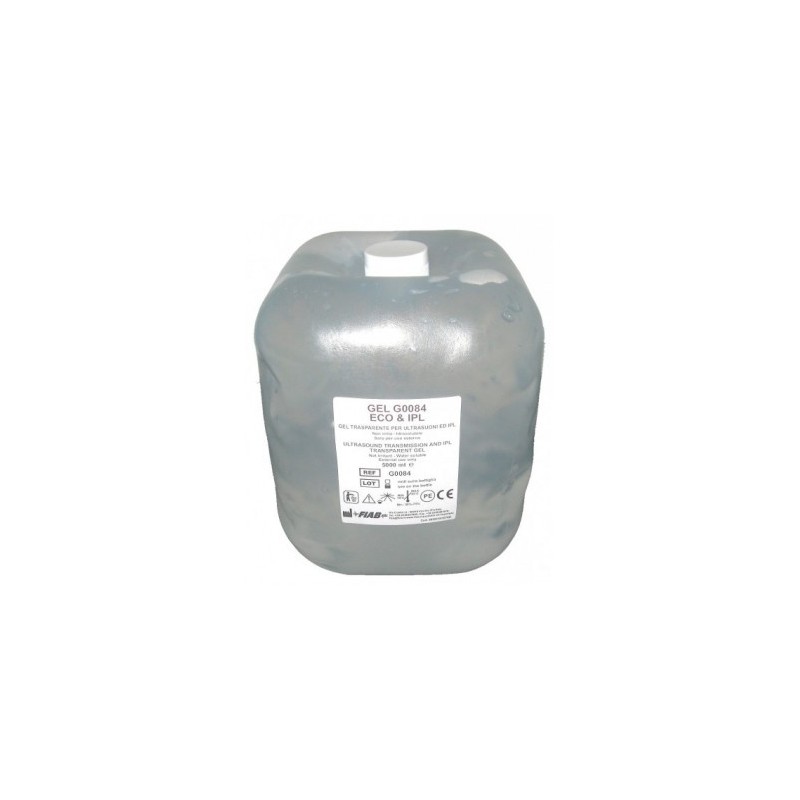 Gel transparent pour ultrasons et lumière pulsée g0084 en sachet de 5 litres.