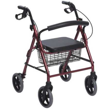 Rollator in alluminio pieghevole rosso - NUOVO RICONDIZIONATO