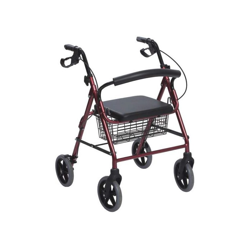 Déambulateur pliable en aluminium rouge - neuf reconditionnÉ