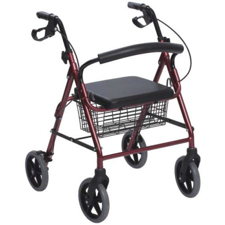 Rollator in alluminio pieghevole rosso - nuovo ricondizionato