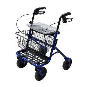 Rollator in acciaio pieghevole blu - nuovo ricondizionato