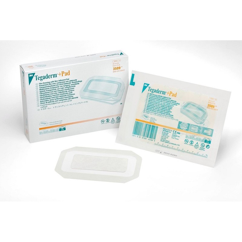 3m tegaderm + pad - steriler transparenter verband 9x15 cm mit pad, 3589 - packung 25 stk.