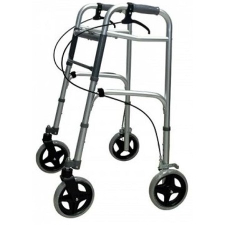 Deambulatore duralluminio 4 ruote da 7'', con freni a leva