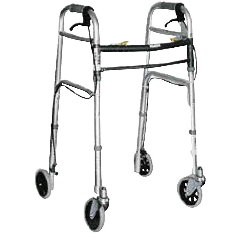 Duralumin rollator 4 x 5'' wielen, met hendelremmen