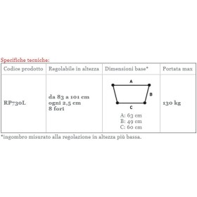 Deambulatore pieghevole regolabile - 4 puntali - moretti rp730 - mis. l