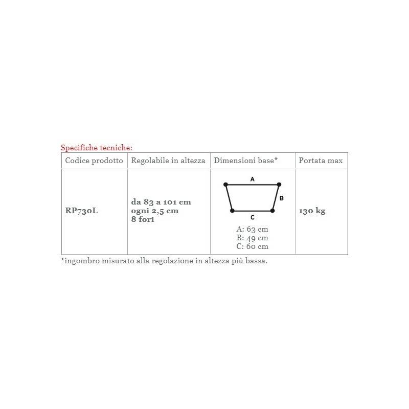 Adjustable folding walker - 4 props - moretti rp730 - size. l
