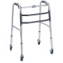 Folding walker with 4 swivel wheels, 2 of which with brakes