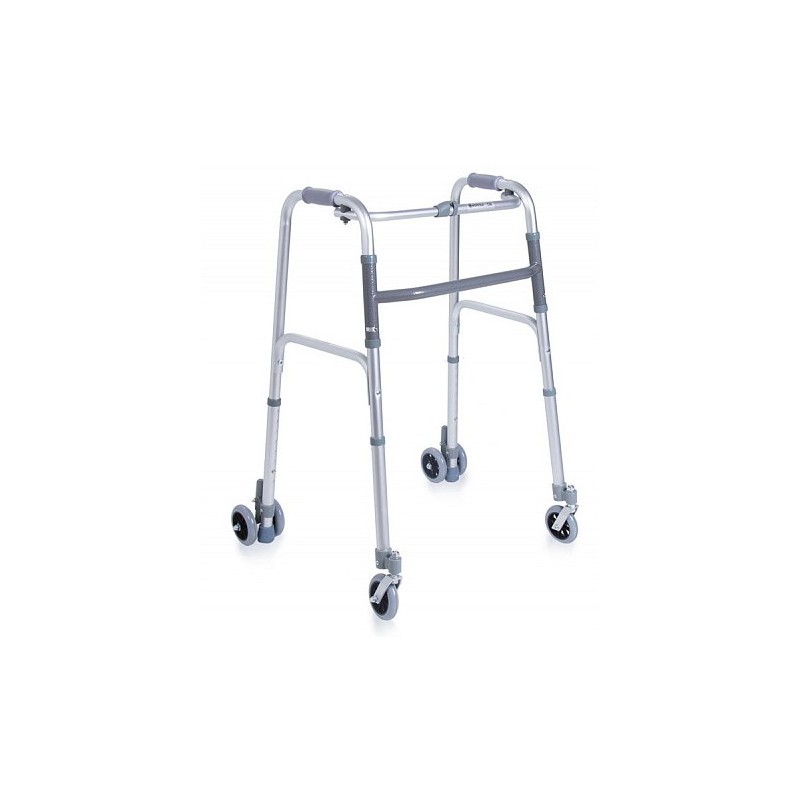 Andador plegable altura regulable 4 ruedas - con 2 ruedas gemelas con rotación por fricción