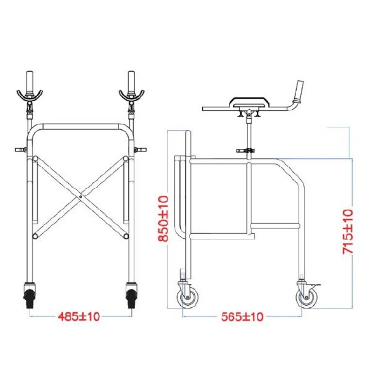 Opvouwbare antibrachiale rollator van gelakt staal – compact formaat – click mini-serie