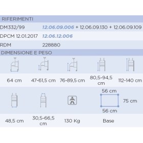 Zložljiv valjar z oporo pod pazduho iz lakiranega jekla - po višini nastavljive noge