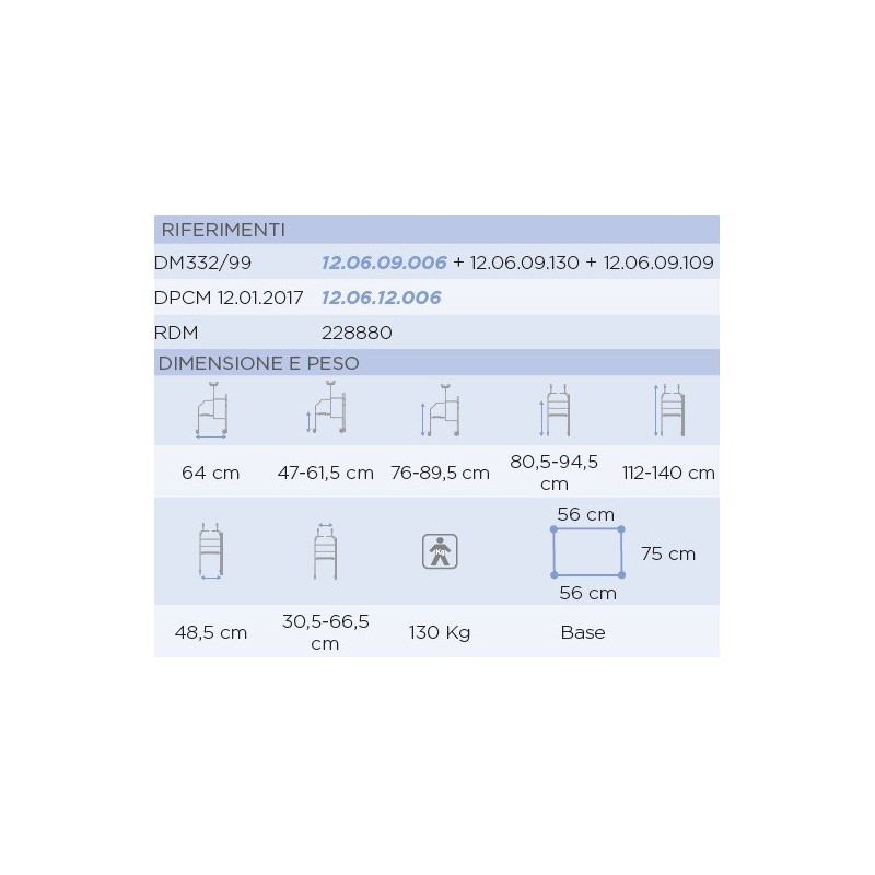 Deambulatore pieghevole con appoggio sottoascellare in acciaio verniciato - gambe regolabili in altezza