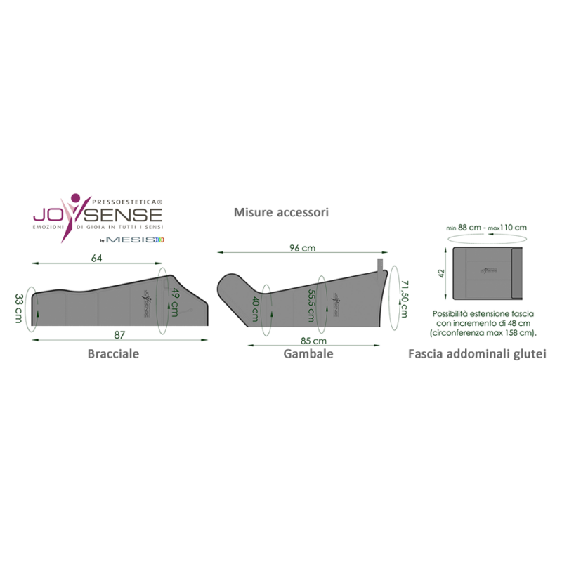Pressoterapia joysense 2.0 dotazione pro (2 gambali + kit estetica + bracciale)