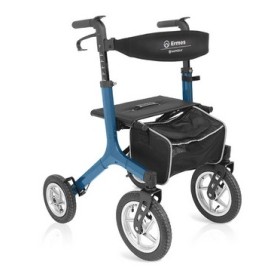 Rollator pliabil ermes (albastru) din aluminiu cu 4 roți pneumatice