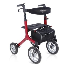 Rollator pliabil ermes (roșu) din aluminiu cu 4 roți pneumatice