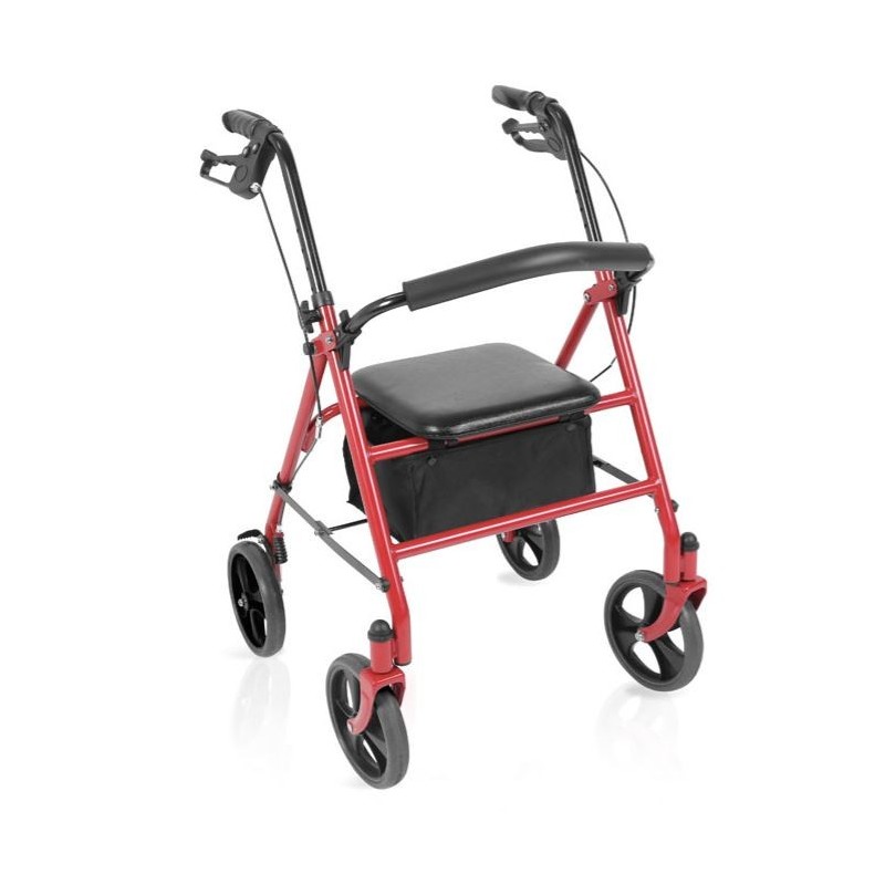 Painted steel folding rollator – teti – red