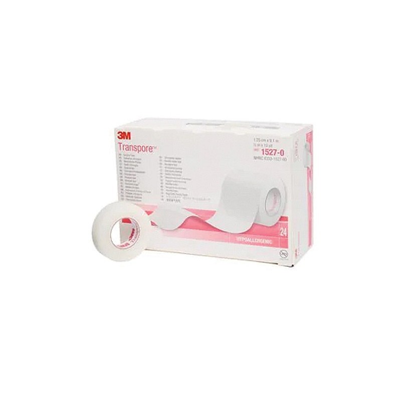 3m transpore - cerotto in plastica traforata, 1527-0 - 12,5mm x 9,14m - 24 rotoli