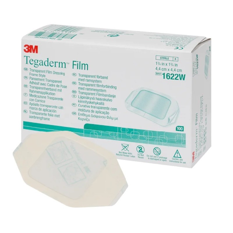 Tegaderm, Átlátszó film gyógyszerek 1622w keretrendszerrel, 4,4x4x4 cm, 100 darab