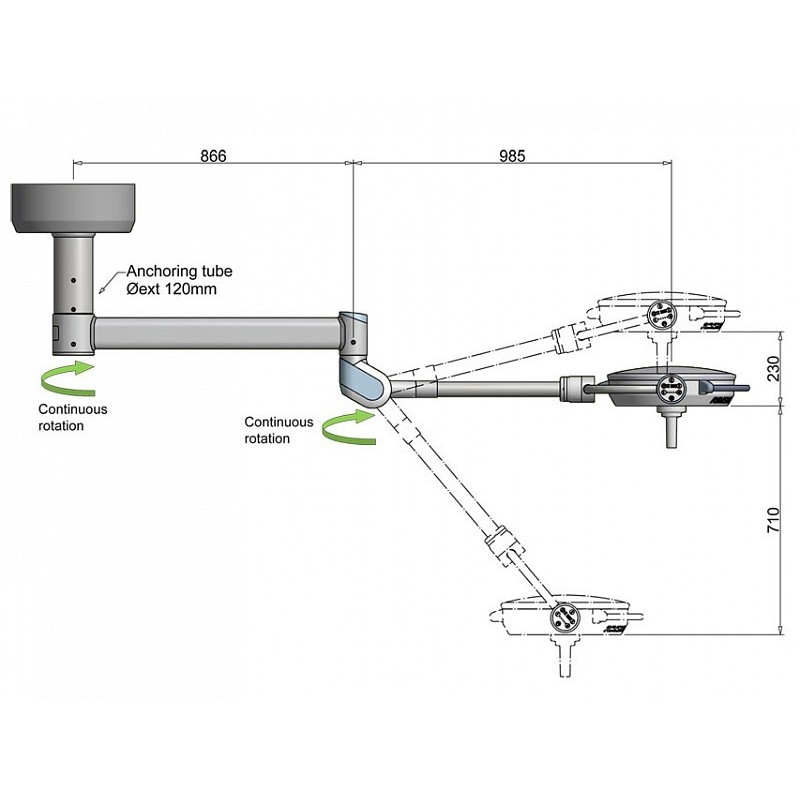Lampe chirurgicale pentaled 30e - plafond