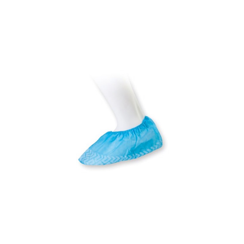 Light blue non-slip shoe covers in breathable non-woven fabric with anti-slip - 100 pieces