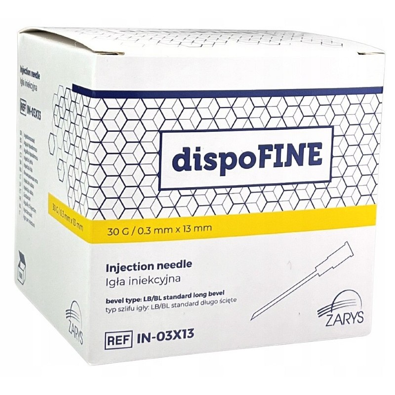 Sterile 30g hypodermic needles dispofine 0.3 x 13 mm light yellow - 100 pcs.