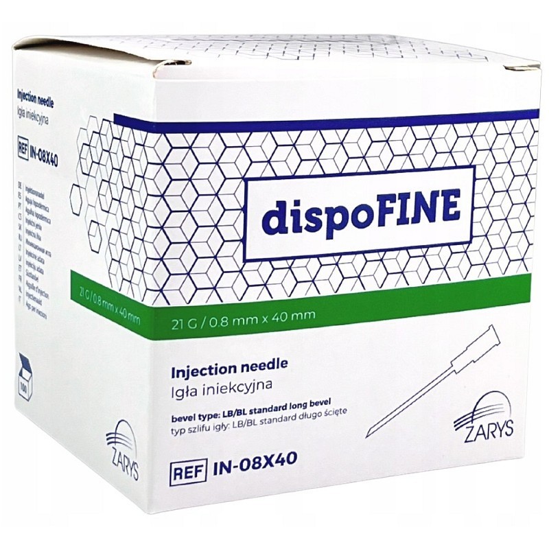 Injectienaalden 21g steriele dispofine 0.8 x 40 mm groen - 100 st.