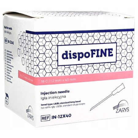 Igły podskórne sterylne 18g dispofine 1,2 x 40 mm różowe - 100 szt.