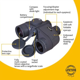 Binocolo levenhuk nelson 7x50 con reticolo e bussola