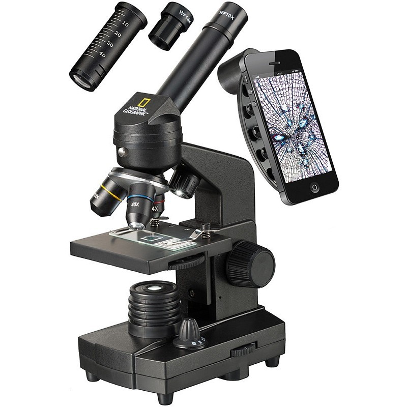 Microscope bresser national geographic 40-1280x avec support pour smartphone