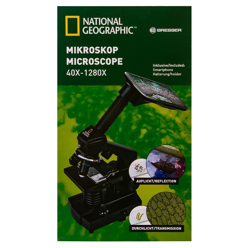 Microscopio bresser national geographic 40–1280x con supporto per smartphone