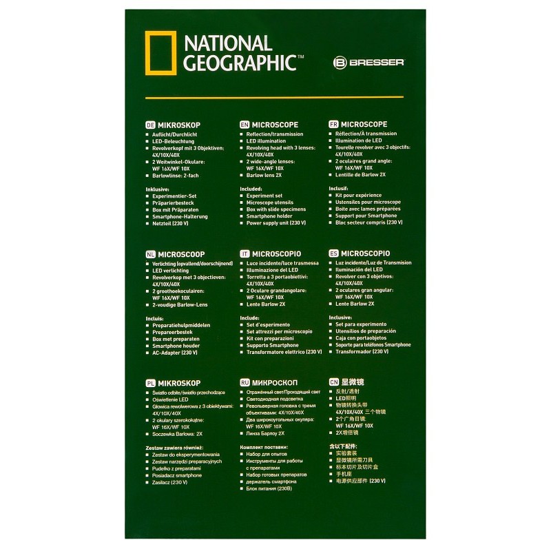 Bresser national geographic 40-1280x mikroszkóp okostelefon tartóval