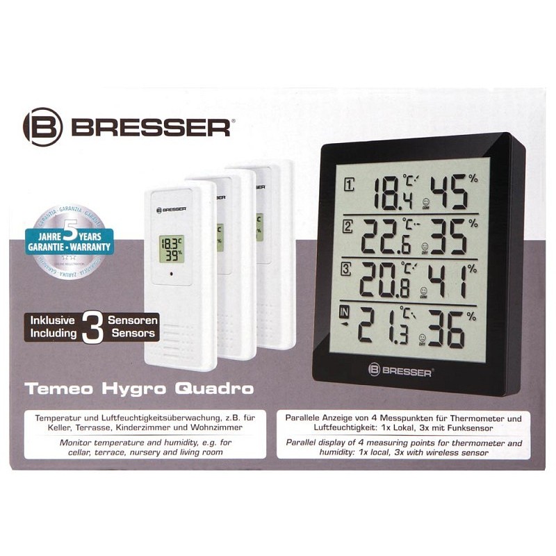 Bresser temeo hygro quadro teploměr & vlhkoměr, Černá