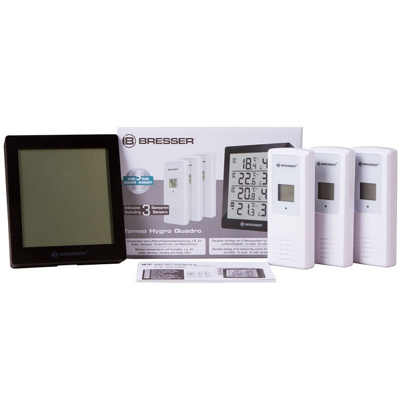 Termometru și higrometru bresser temeo hygro quadro, negru