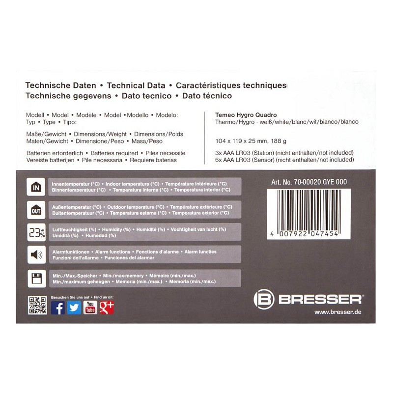 Bresser temeo hygro quadro meteostanice, černá
