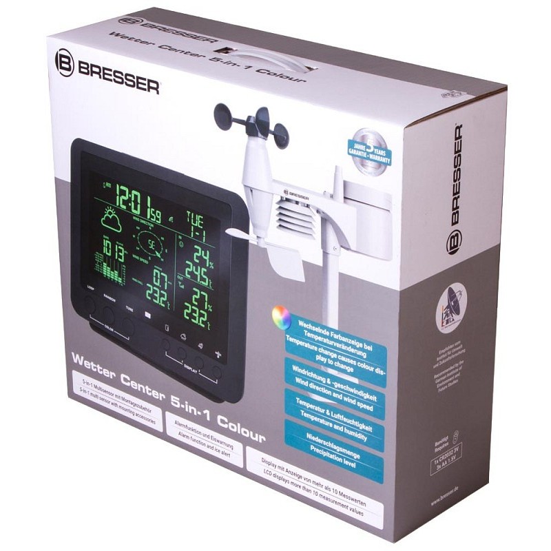 Bresser stazione meteo 5 in 1 con display colori, nero