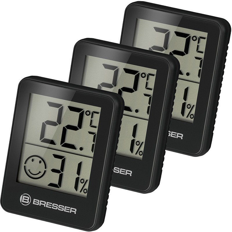 Bresser set of 3 temeo hygrometers, black