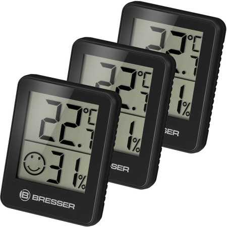 Bresser Temeo Hygrometer 3er Set, schwarz