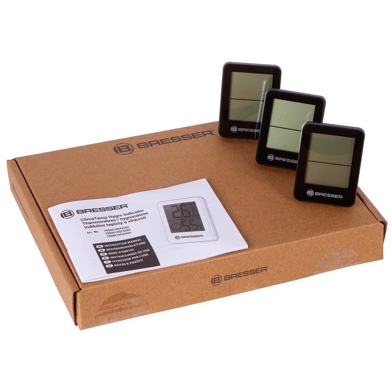 Bresser lot de 3 hygromètres temeo, noir