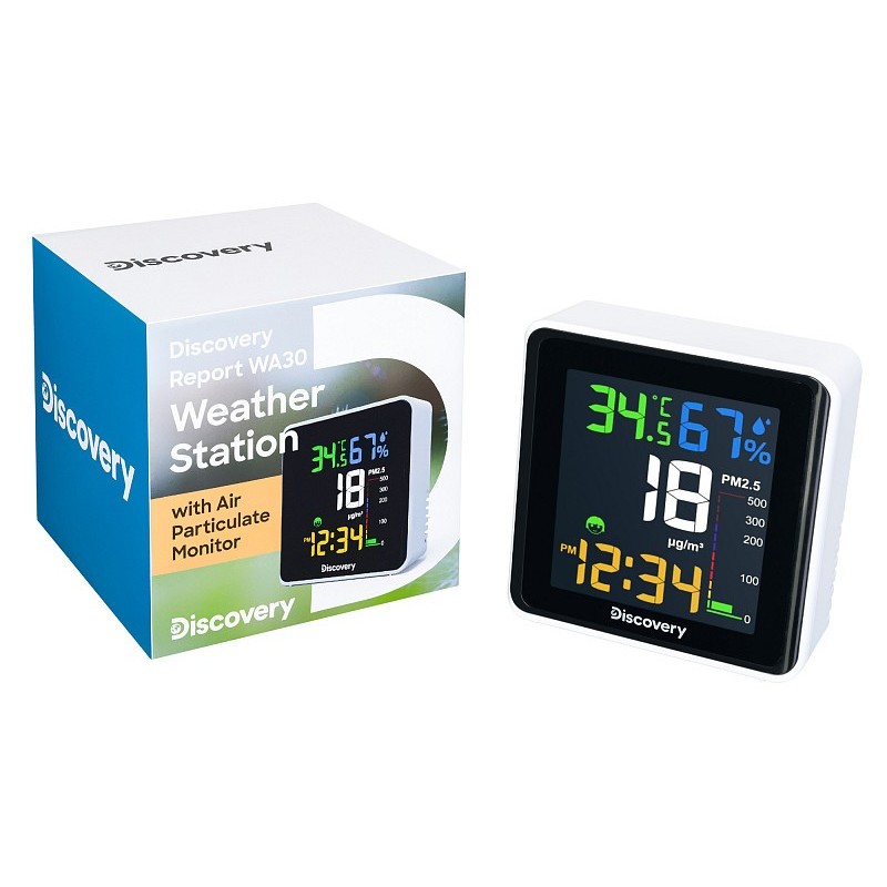 Levenhuk discovery report wa30 weather station with particulate matter monitor in the air