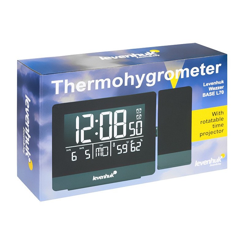 Termometro levenhuk wezzer base l70 con proiettore e orologio