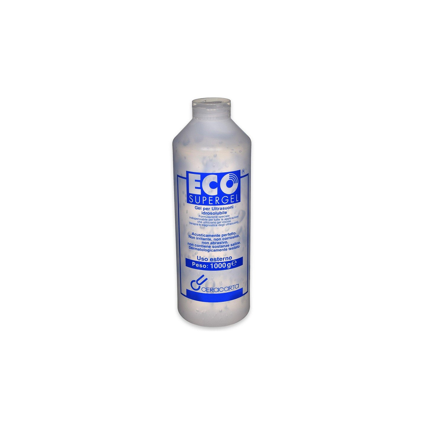 Eco Supergel Gel Transparente para Ultrasonidos y Luz Pulsada en botella de 1 lt.