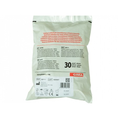 Latex man's external catheter - diam 35 mm - pack 30 pcs.
