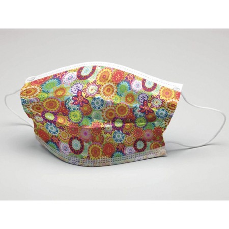 Gisafe filterend chirurgisch masker 98% 3-laags type iir met elastische banden - volwassenen - kleuren - flowpack - pack 10 stuk