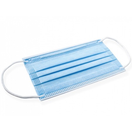 Gisafe filterend chirurgisch masker 98% 3-laags type iir met elastische banden - volwassenen - lichtblauw - flowpack - pack 10 s