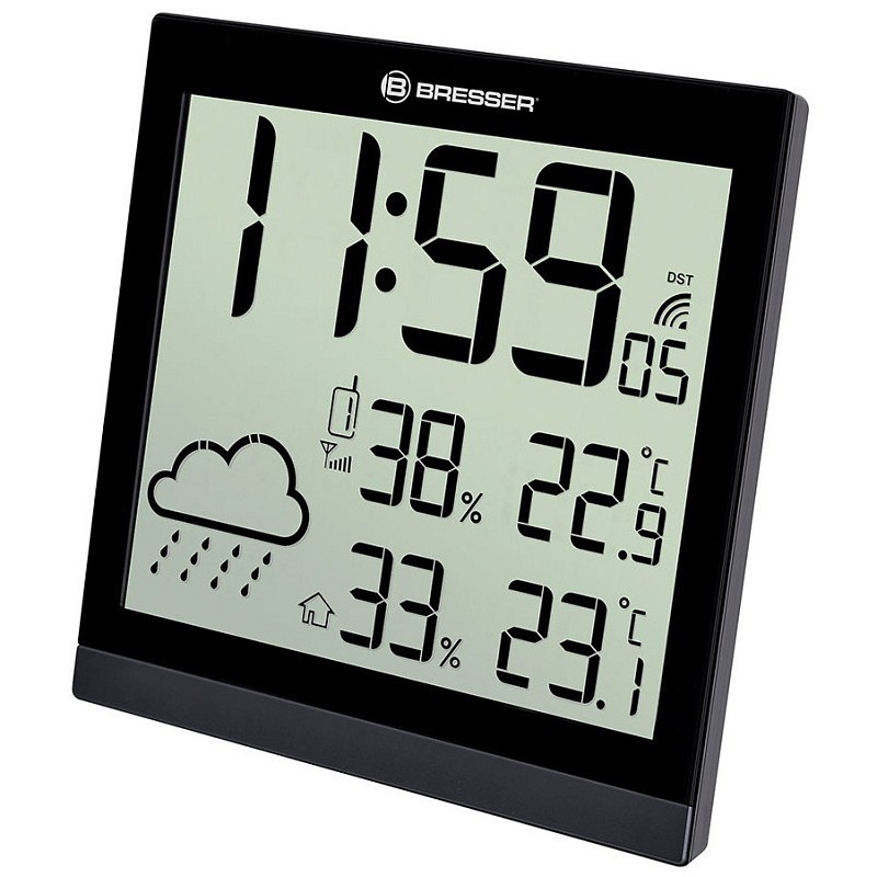 Bresser temeotrend jc horloge murale lcd weather, noir