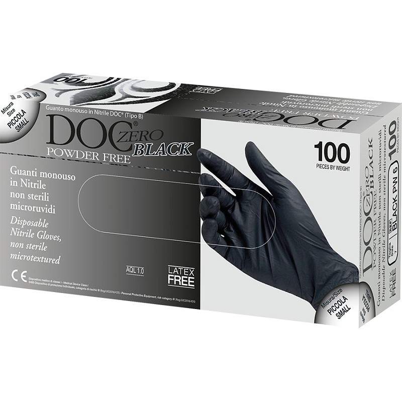 Disposable black nitrile gloves doc black powder free - 100 pcs.
