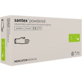 Wegwerp latex handschoenen met gepoederd santex poeder (getextureerd) - 100 stuks.