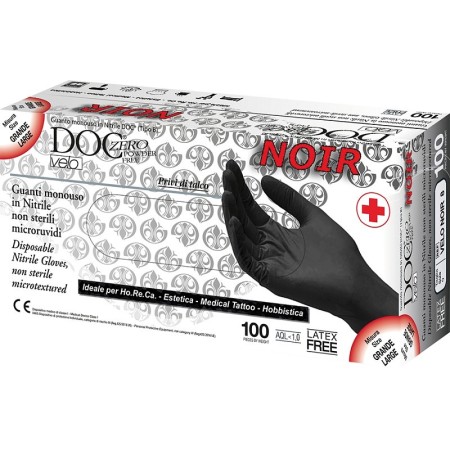 Gant jetable en nitrile, non stérile, non poudré doc zero velo noir - 100 pcs.